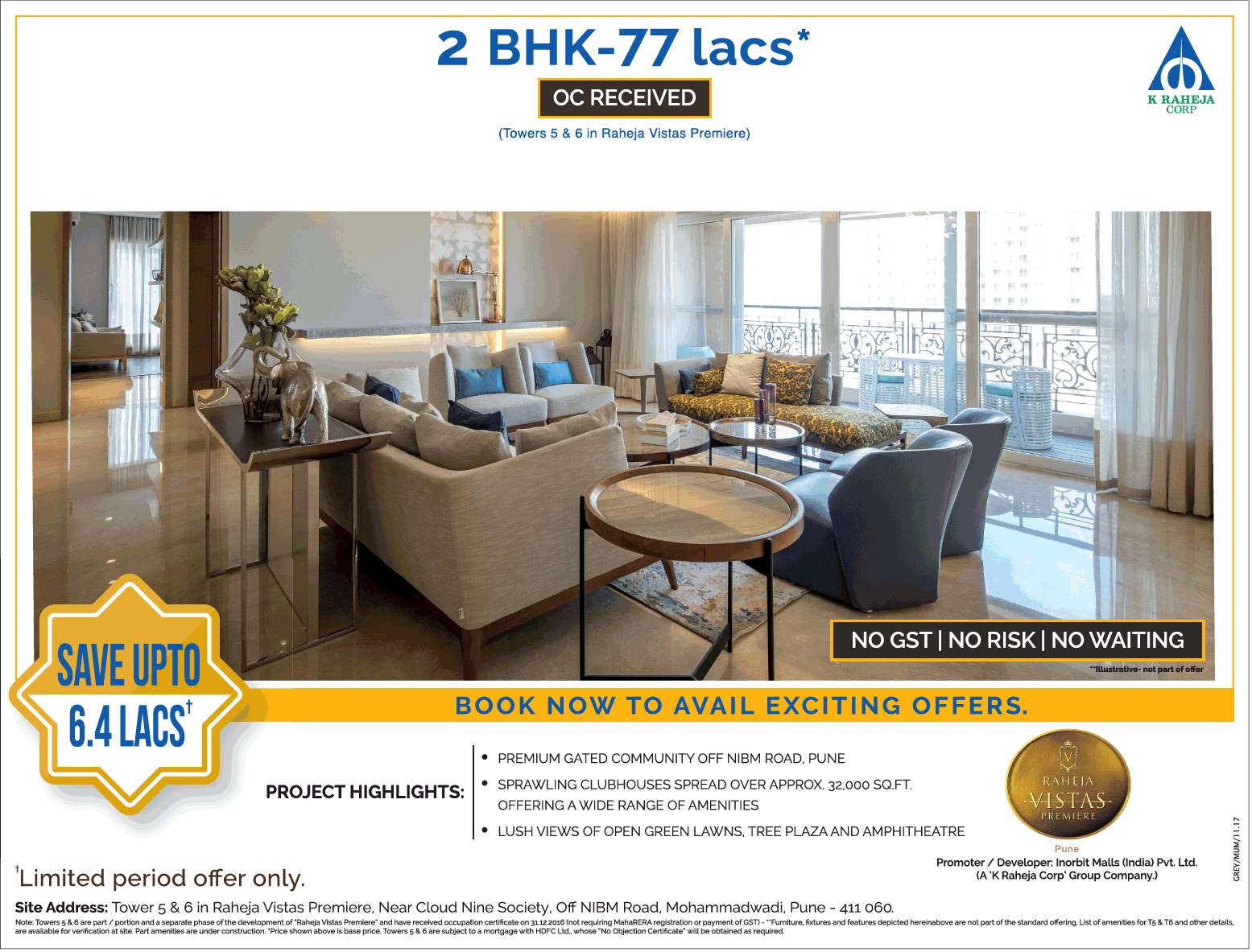 Book homes now to avail exciting offers at K Raheja Vistas in Pune Update